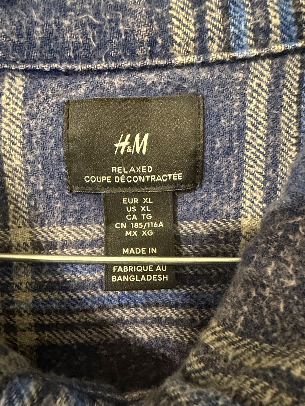 H&M Relaxed Plaid Shirt Jacket - Navy Blue & Gray